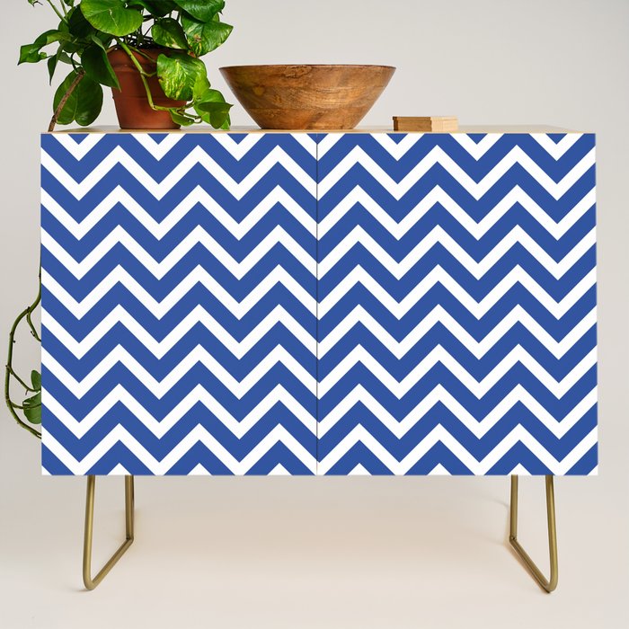 blue, white zig zag pattern design Credenza Gallery Image 1