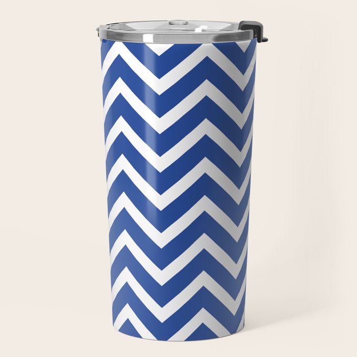 blue, white zig zag pattern design Travel Mug Gallery Image 2