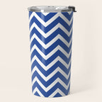blue, white zig zag pattern design Travel Mug Gallery Image 2