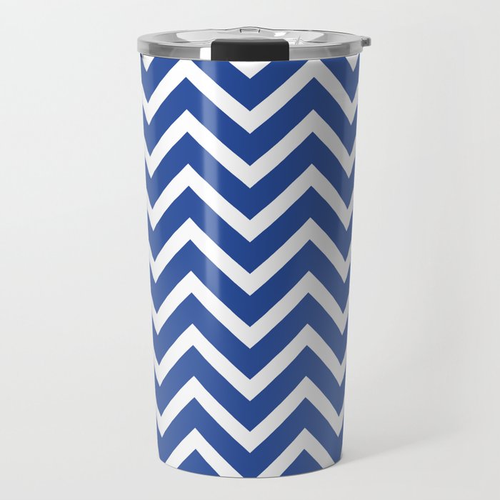 blue, white zig zag pattern design Travel Mug Gallery Image 1