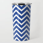 blue, white zig zag pattern design Travel Mug Gallery Image 1
