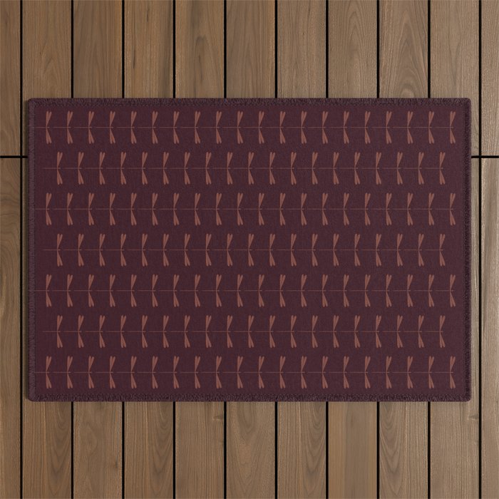 Dragonfly Pattern III Dark Red Outdoor Rug Gallery Image 1