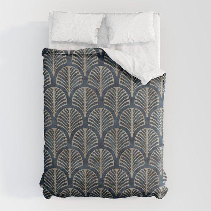 Art Deco, Decorative Fan Leaves Duvet Cover Gallery Image 6