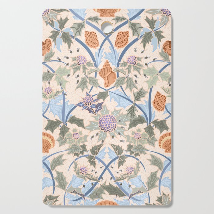 Beach thistle and shells soft peach Cutting Board Gallery Image 1