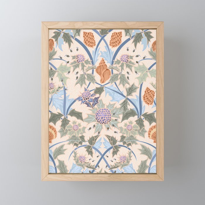 Beach thistle and shells soft peach Mini Art Print Gallery Image 1