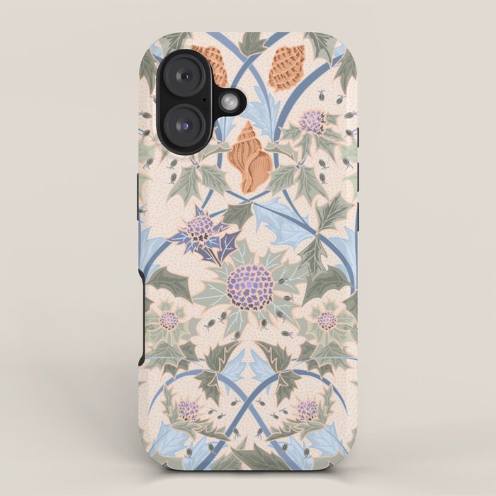 Beach thistle and shells soft peach iPhone Case Gallery Image 1