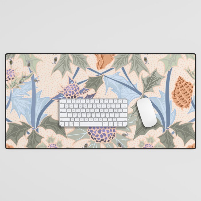 Beach thistle and shells soft peach Desk Mat Gallery Image 1