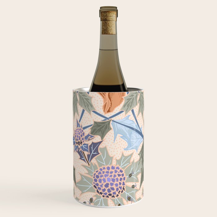 Beach thistle and shells soft peach Wine Chiller Gallery Image 1