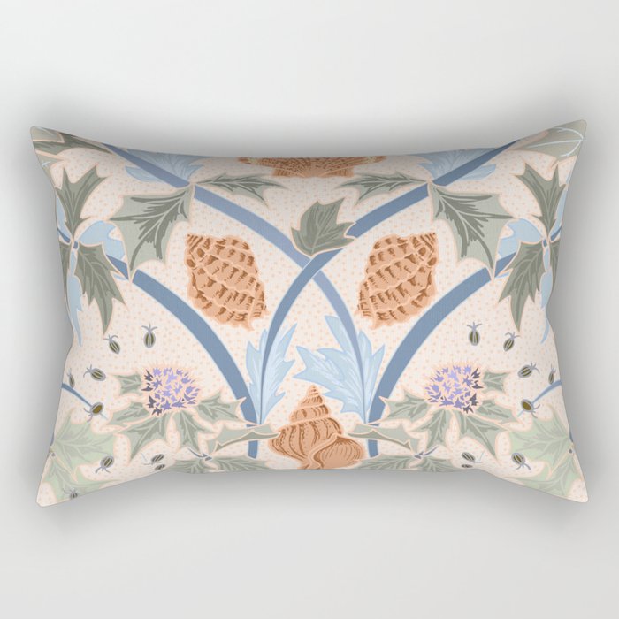 Beach thistle and shells soft peach Rectangular Pillow Gallery Image 2