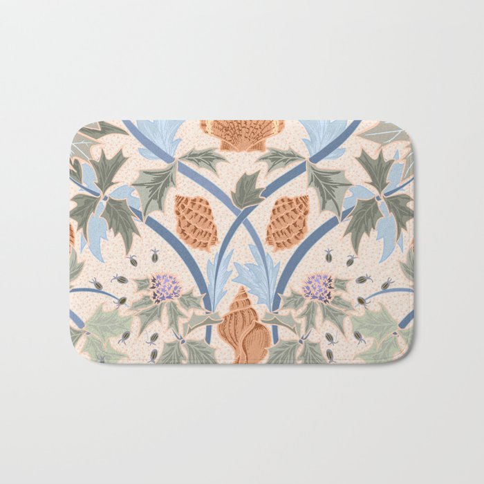 Beach thistle and shells soft peach Bath Mat Gallery Image 1