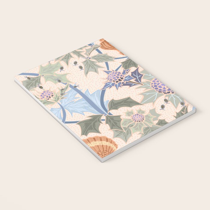 Beach thistle and shells soft peach Notebook Gallery Image 3