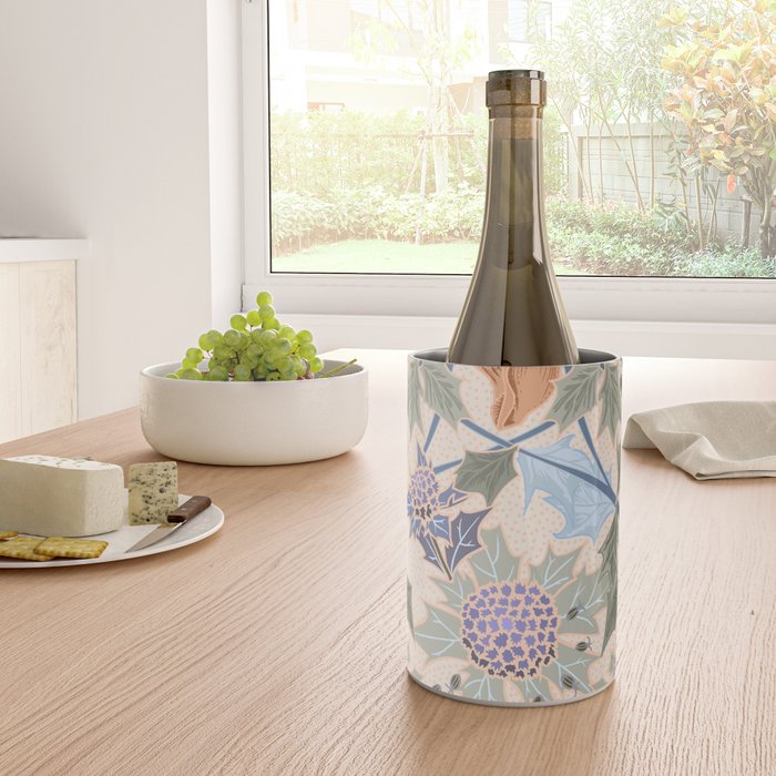 Beach thistle and shells soft peach Wine Chiller Gallery Image 4