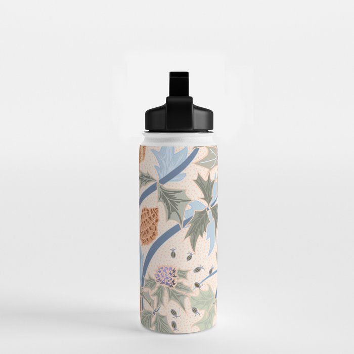 Beach thistle and shells soft peach Water Bottle Gallery Image 2