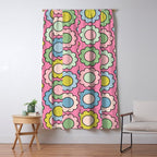 Happy Flowers Pink Pastel Spring Pattern Window Curtain Gallery Image 5