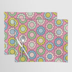 Happy Flowers Pink Pastel Spring Pattern Placemat Gallery Image 1