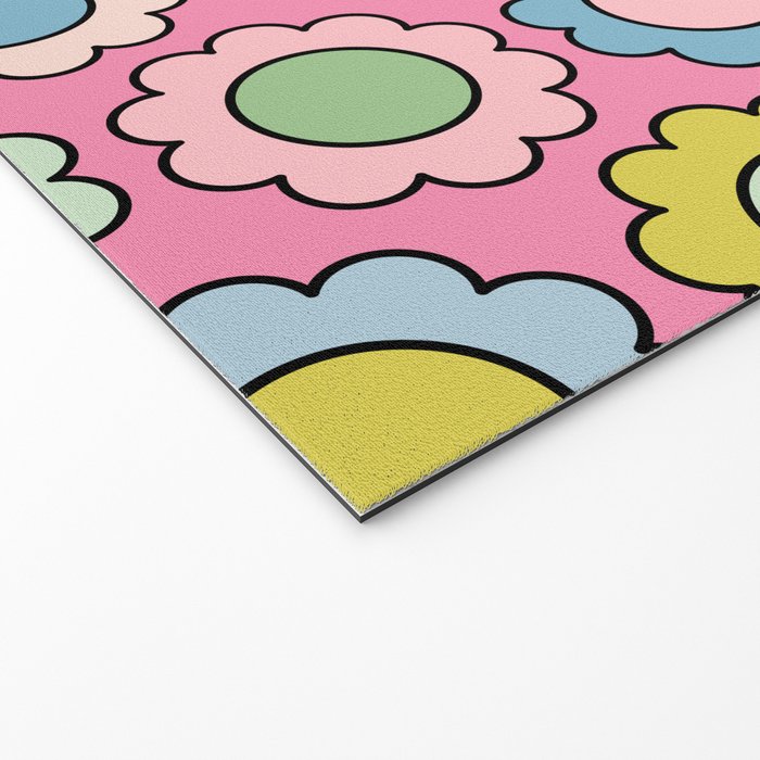 Happy Flowers Pink Pastel Spring Pattern Welcome Mat Gallery Image 2