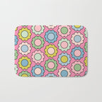 Happy Flowers Pink Pastel Spring Pattern Bath Mat Gallery Image 1