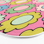 Happy Flowers Pink Pastel Spring Pattern Bath Mat Gallery Image 3