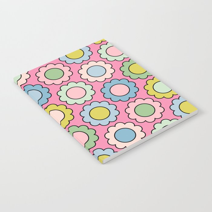 Happy Flowers Pink Pastel Spring Pattern Notebook Gallery Image 2