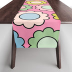 Happy Flowers Pink Pastel Spring Pattern Table Runner Gallery Image 1