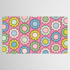 Happy Flowers Pink Pastel Spring Pattern Tablecloth Gallery Image 2