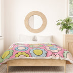 Happy Flowers Pink Pastel Spring Pattern Duvet Cover Gallery Image 3