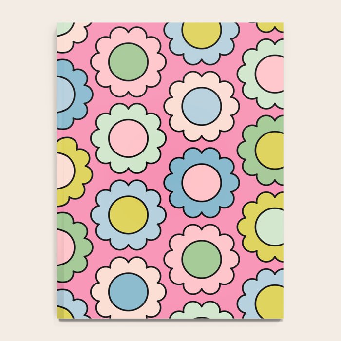 Happy Flowers Pink Pastel Spring Pattern Notebook Gallery Image 4