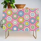 Happy Flowers Pink Pastel Spring Pattern Credenza Gallery Image 1
