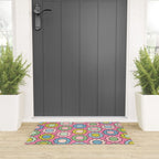 Happy Flowers Pink Pastel Spring Pattern Welcome Mat Gallery Image 3