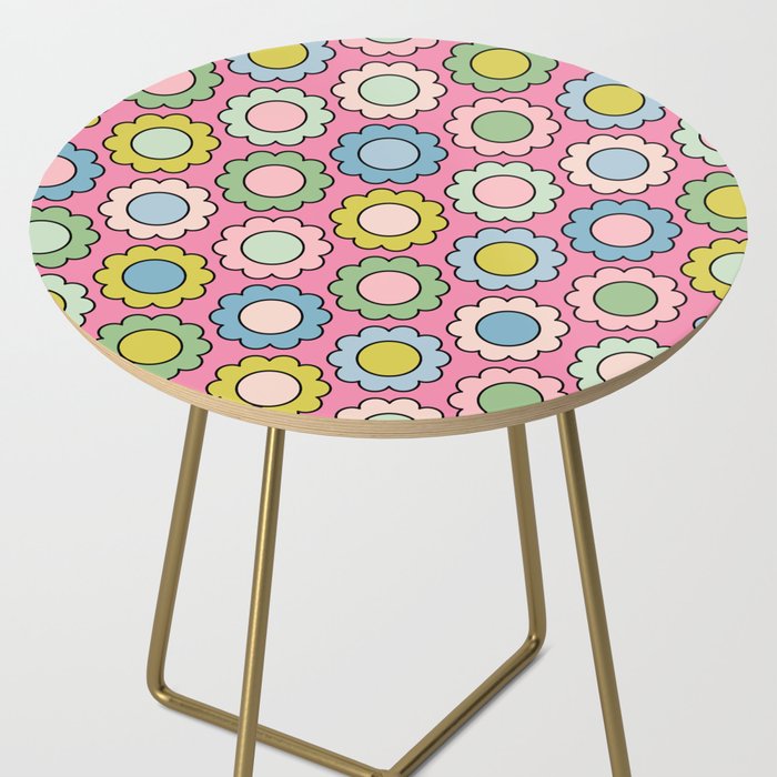 Happy Flowers Pink Pastel Spring Pattern Side Table Gallery Image 2