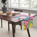 Happy Flowers Pink Pastel Spring Pattern Table Runner Gallery Image 2