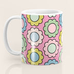 Happy Flowers Pink Pastel Spring Pattern Coffee Mug Gallery Image 3