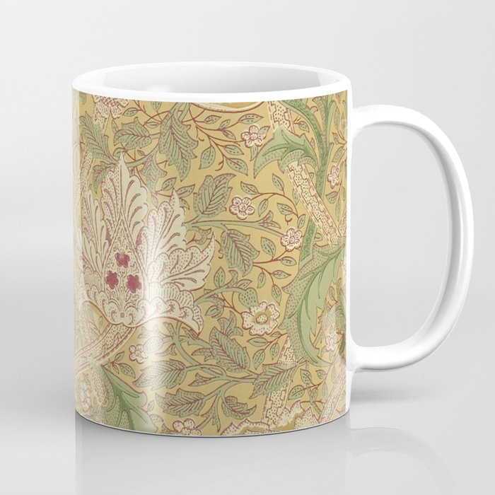William Morris Windrush Gold Thyme Green Vintage Pattern Coffee Mug Gallery Image 1