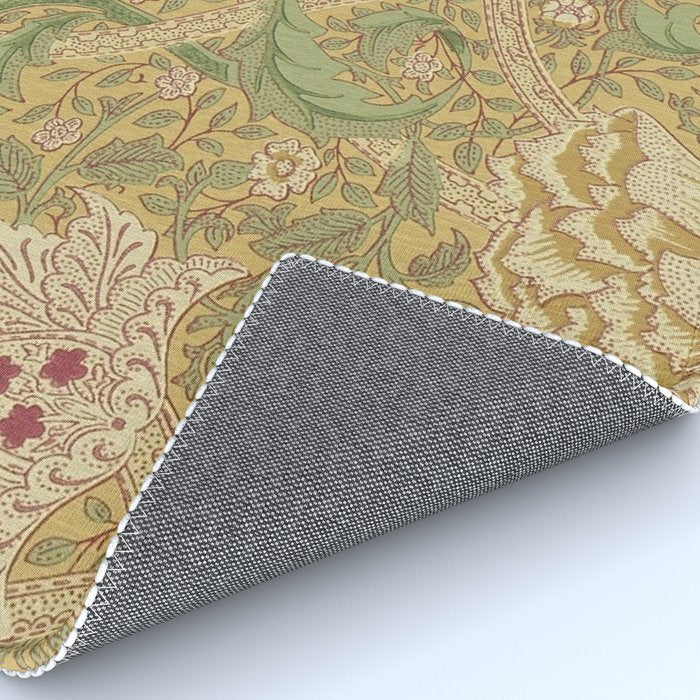 William Morris Windrush Gold Thyme Green Vintage Pattern Rug Gallery Image 4
