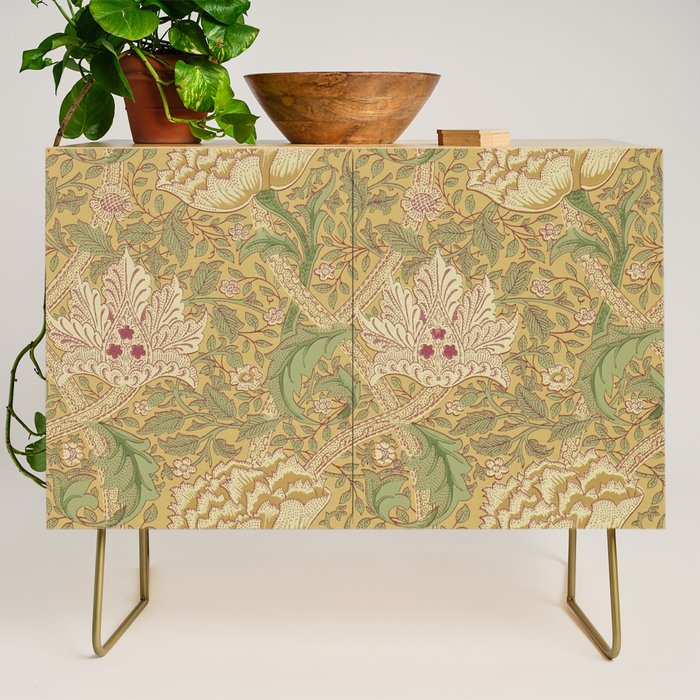 William Morris Windrush Gold Thyme Green Vintage Pattern Credenza Gallery Image 1