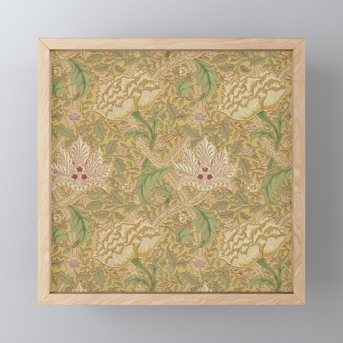 William Morris Windrush Gold Thyme Green Vintage Pattern Mini Art Print Gallery Image 1