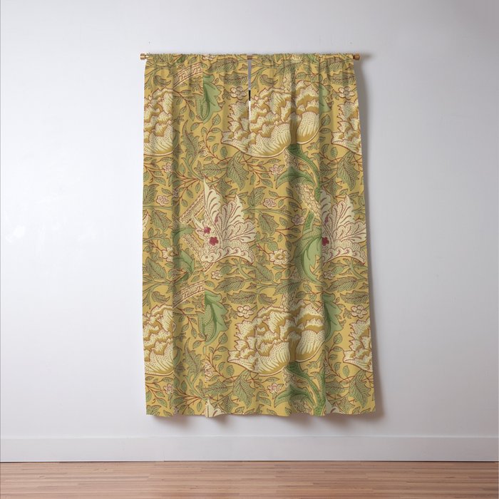 William Morris Windrush Gold Thyme Green Vintage Pattern Window Curtain Gallery Image 3