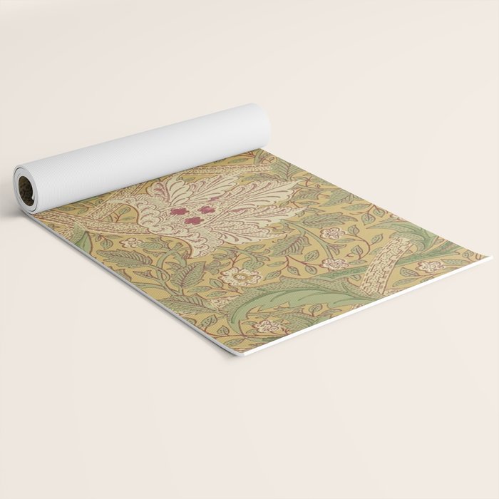 William Morris Windrush Gold Thyme Green Vintage Pattern Yoga Mat Gallery Image 2