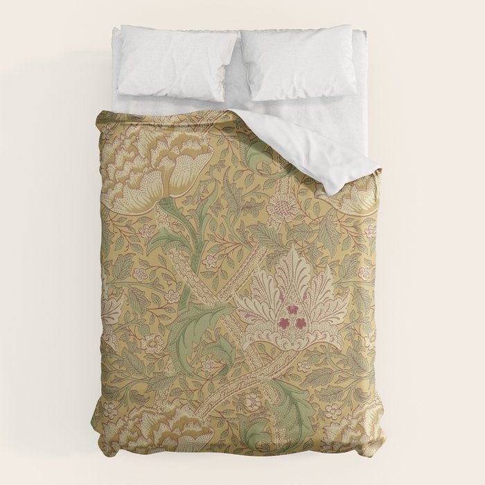 William Morris Windrush Gold Thyme Green Vintage Pattern Duvet Cover Gallery Image 6