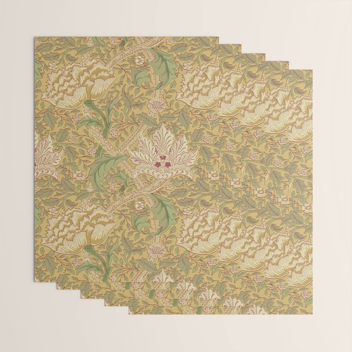 William Morris Windrush Gold Thyme Green Vintage Pattern Wrapping Paper Gallery Image 3