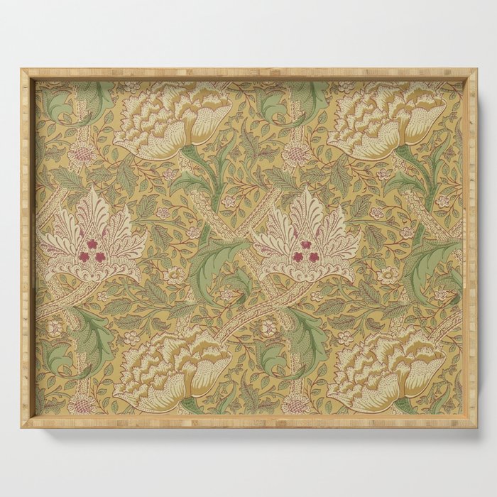William Morris Windrush Gold Thyme Green Vintage Pattern Serving Tray Gallery Image 1