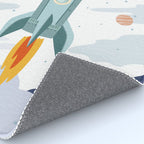 Space rocket print with planets and stars, perfect for an outer space nursery or kids room Rug Gallery Image 4