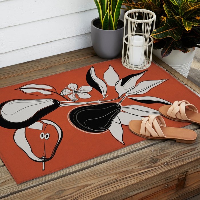 Line Art Pears 2 Outdoor Rug Gallery Image 2