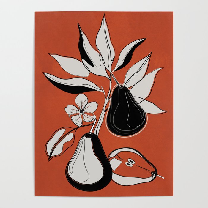 Line Art Pears 2 Poster Gallery Image 4
