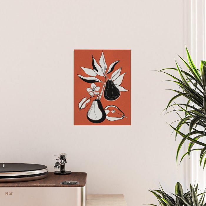 Line Art Pears 2 Poster Gallery Image 2