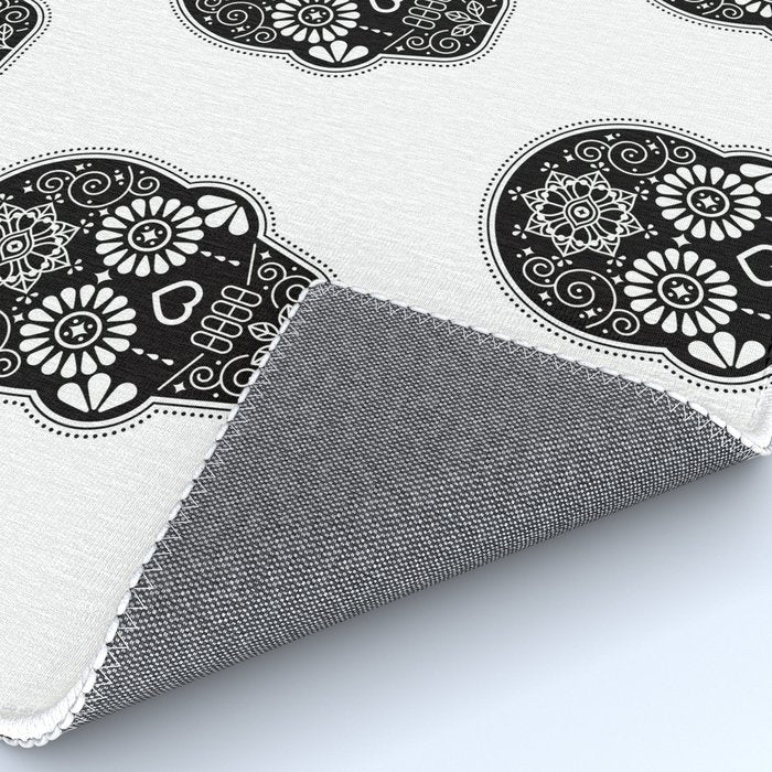 DÃ­a de Muertos Calavera â¢ Mexican Sugar Skull - Black Palette Rug Gallery Image 4