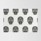 DÃ­a de Muertos Calavera â¢ Mexican Sugar Skull - Black Palette Rug Gallery Image 2