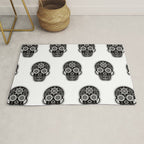 DÃ­a de Muertos Calavera â¢ Mexican Sugar Skull - Black Palette Rug Gallery Image 1