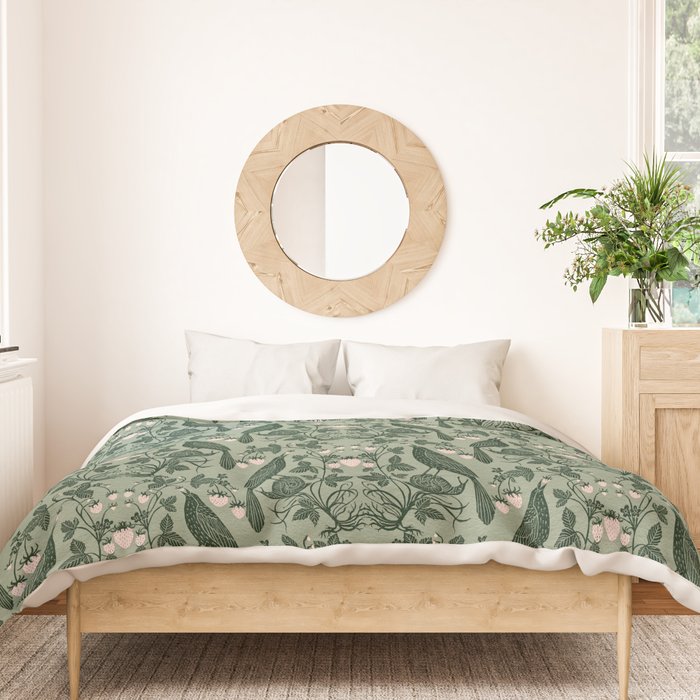 Birds and Snails with Strawberries Duvet Cover Gallery Image 3