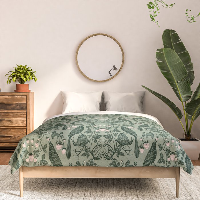 Birds and Snails with Strawberries Comforter Gallery Image 3